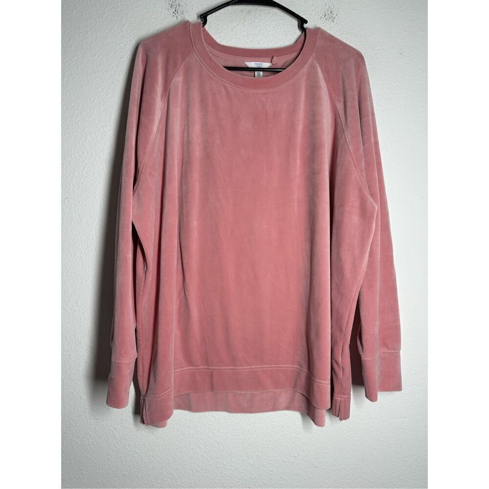 Time and Tru Velour Rose Pink Sweatshirt Size XXL(20)